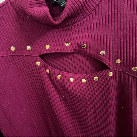 INC International Concepts Women's Magenta Studded Long Sleeve Top - Picture 5 of 5